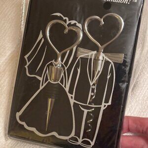 Kate Aspen Wedding Cheers Bottle Stoppers Corkscrew Wine Pack